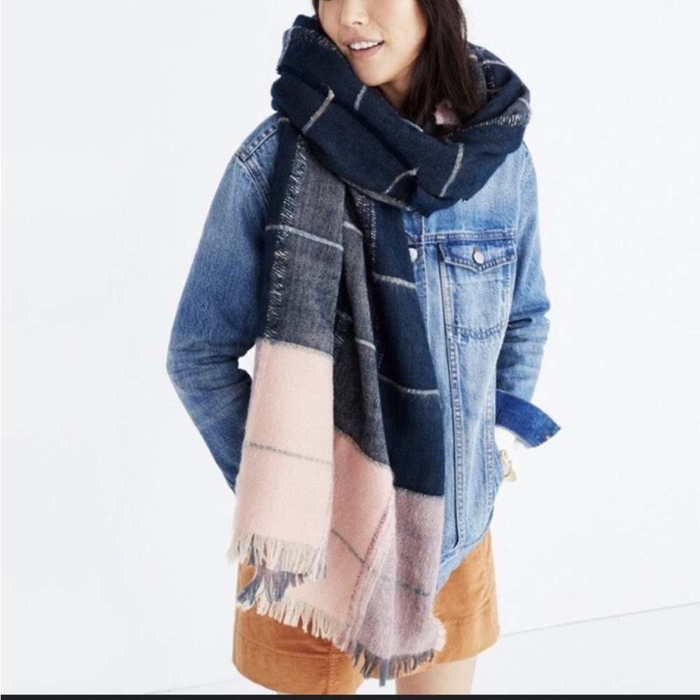 NWT Madewell Brushed Plaid Scarf Wool Blend